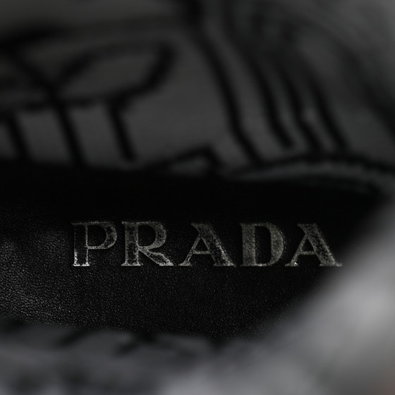 PRADA Jacquard Knit Platform Ankle Boots 37 Black 1531964
