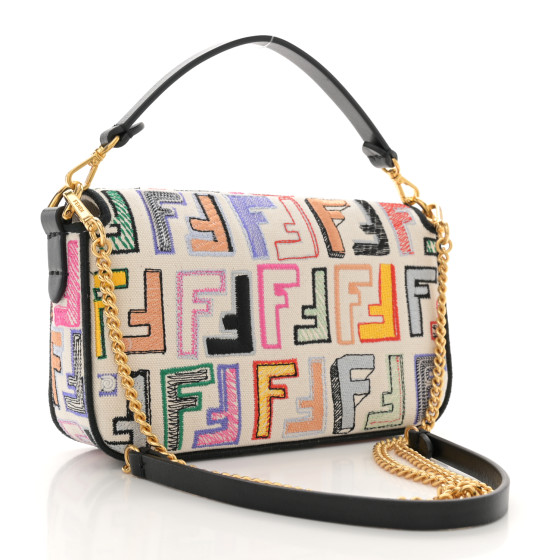 FENDI Canvas Vitello Seta FF Embroidered Chinese Valentines