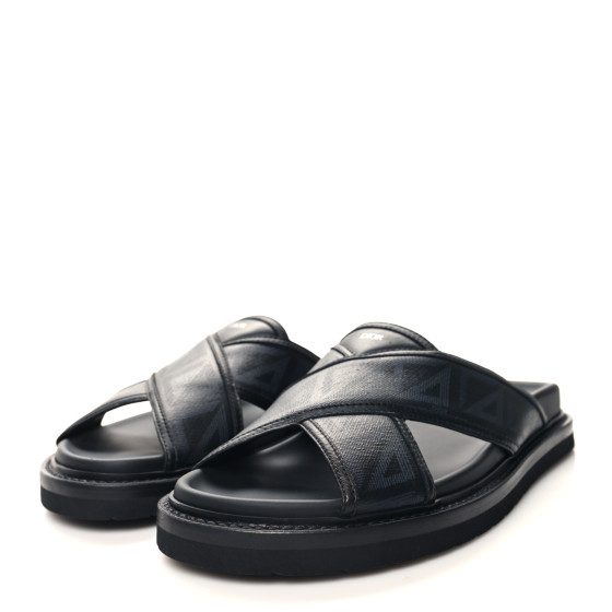CHRISTIAN DIOR Coated Canvas CD Diamond Mens Aqua Sandal 40