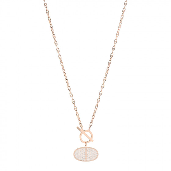 HERMES 18K Rose Gold Diamond Chaine D'Ancre Verso Pendant