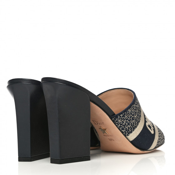 CHRISTIAN DIOR Cotton Embroidered Dway 85mm Slide Sandals