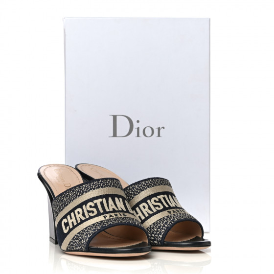 ◇ Dior couture Christian Dior ディオール CHRISTIAN DIOR Cotton Embroidered Dway 85mm Slide Sandals