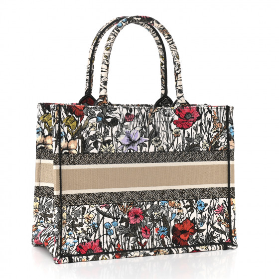 CHRISTIAN DIOR Canvas Embroidered Medium Mille Fleurs Book