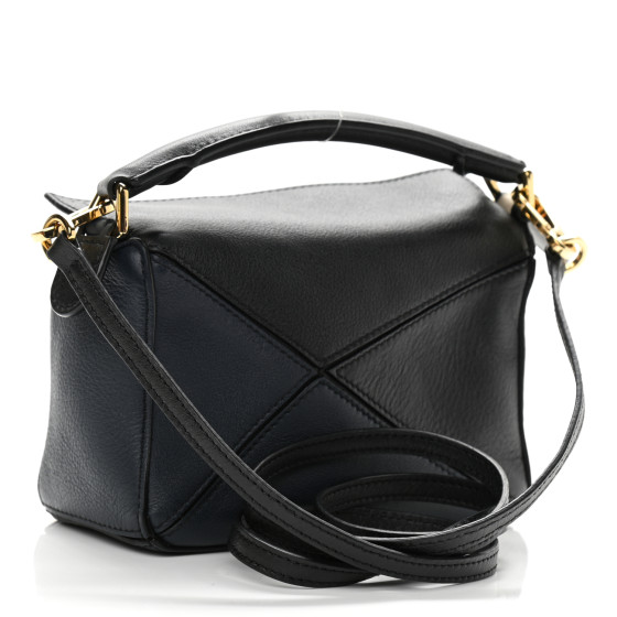 LOEWE Calfskin Mini Puzzle Bag Black Cream 1110018