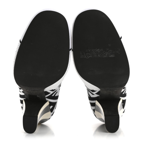 FENDI Stretch Fabric Knit FF Sock Booties 36 Black White