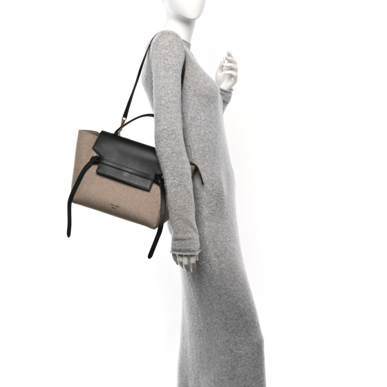 CELINE Felt Smooth Calfskin Mini Belt Bag Beige
