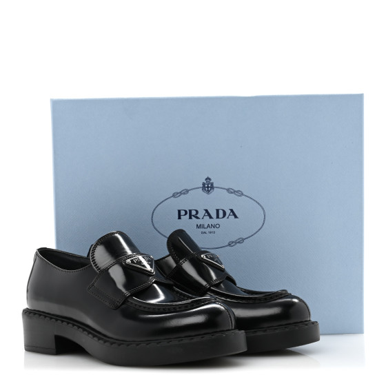 ★大特価★PRADA SPAZZOLATO FUME Prada Studded Spazzolato Fume Modellerie Loafers | Neiman Marcus