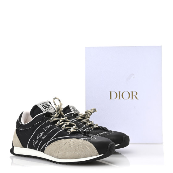 CHRISTIAN DIOR Calfskin Nylon Womens D-Sketch Sneakers 40