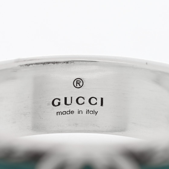 GUCCI　リング GUCCI Sterling Silver Enamel Interlocking G Band Ring 60 9