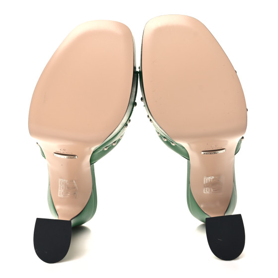 GUCCI Calfskin Embellished Claire Mules 37 Spring Green