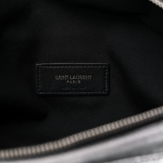 Saint Laurent シルバー メタリック ボディバッグ SAINT LAURENT Metallic Calfskin Ripstop Body Belt Bag Silver