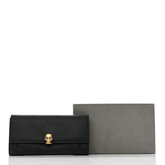 ALEXANDER MCQUEEN Pebbled Calfskin Skull Wallet on Chain