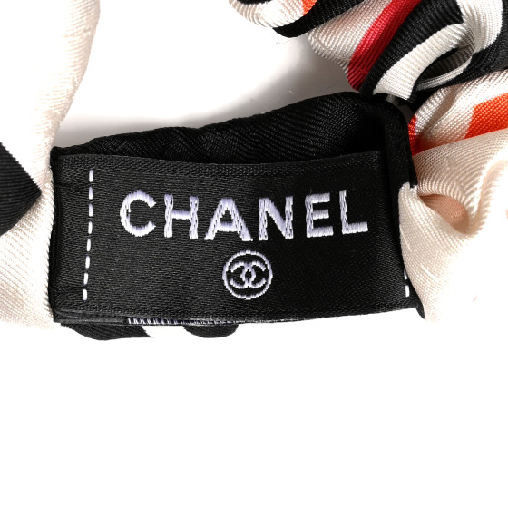 【CHANEL】Lettering CC Logo Twilly Scrunchie Hairband CHANEL Hair Tie Scrunchie 23S Black Rhinestones Fabric CC