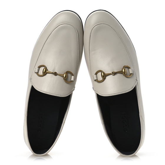 GUCCI Lambskin Womens Brixton Horsebit Loafers 35 Mystic