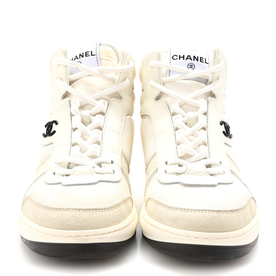 CHANEL Suede Fabric Grained Calfskin Womens CC High Top