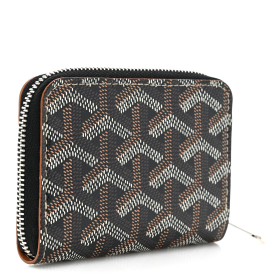 Goyard ZIP Wallet ブラック/ブラウン Authentic GOYARD Saint Louis PM Pochette Black-Brown Canvas