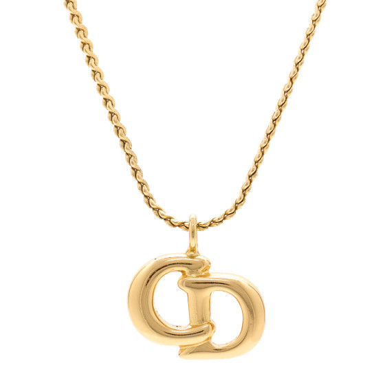 アクセサリー Christian Dior Logo CD Gold necklace Christian Dior CD logo Necklace Pendant metal Rhinestone