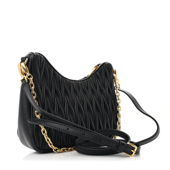 MIU MIU Nappa Matelasse Shoulder Bag Black 1693253
