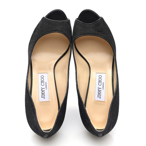 靴 JIMMY CHOO 38 Jimmy Choo Fitch Black Lace Sandals - Size 38 ○ Labellov