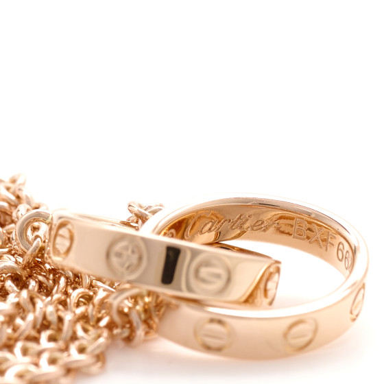 ●T-LOVE CARTIER 18K Pink Gold Interlocking LOVE Necklace 1693967
