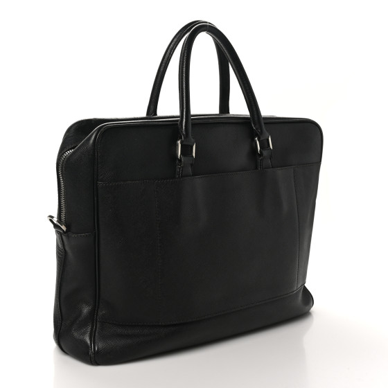 PRADA Saffiano Travel Briefcase Black 1687384 | FASHIONPHILE