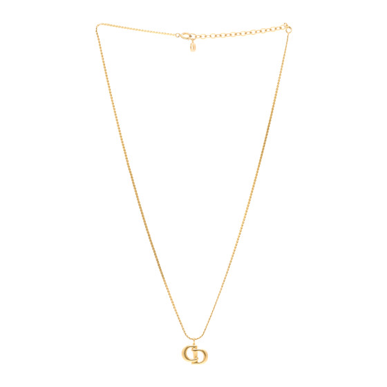 CHRISTIAN DIOR Metal CD Necklace Gold 1697126 | FASHIONPHILE