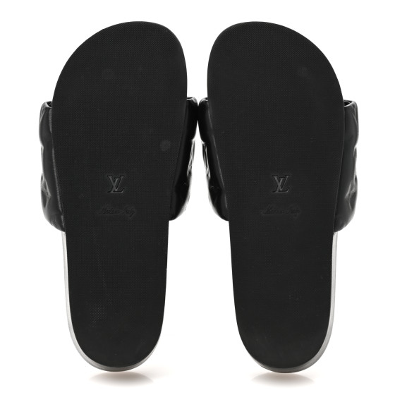 J*y様 LOUIS VUITTON ブラック ミュール LOUIS VUITTON Lambskin Embossed Monogram Jumbo Flatform Mule