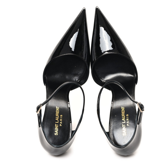 SAINT LAURENT Patent Avenue 110 Ankle Strap Pointed Pumps 41