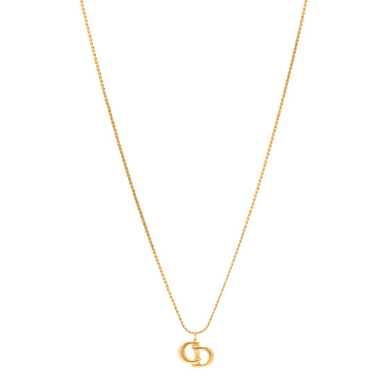 CHRISTIAN DIOR Metal CD Necklace Gold 1697126 | FASHIONPHILE