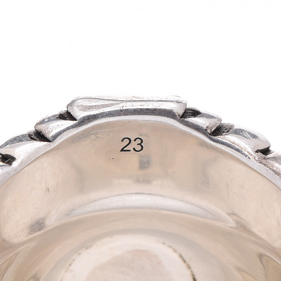 GUCCI Sterling Silver Large Garden Ring Green 63 10.25
