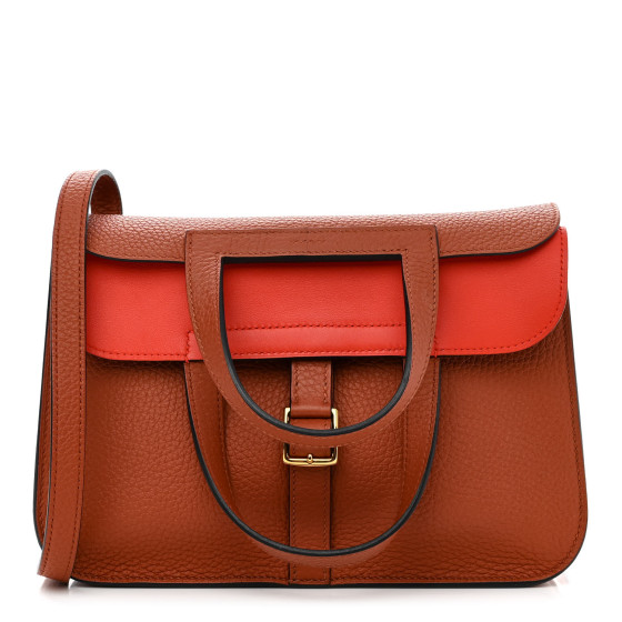 HERMES Taurillon Clemence Verso Halzan 25 Cuivre Capucine