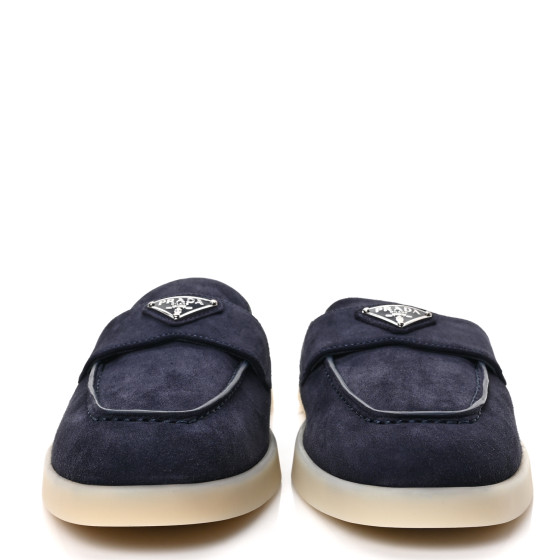 PRADA Suede Metal Triangle Logo Saint Tropez 25mm Loafer