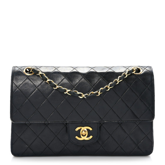 Lambskin Quilted Small Double Flap Black