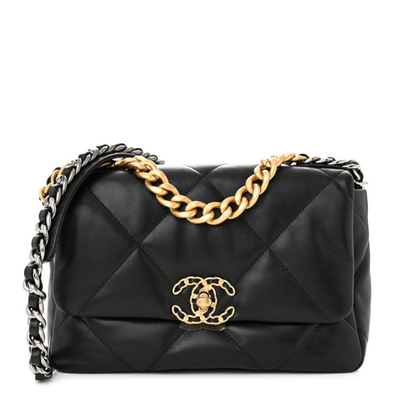 Lambskin Quilted Medium Chanel 19 Flap Black