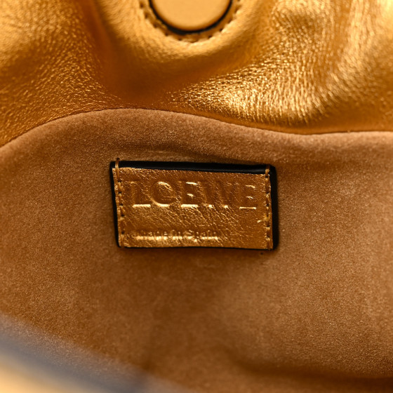 LOEWE Metallic Calfskin Mini Chain Flamenco Knot Clutch Gold