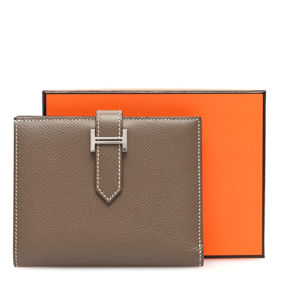 エルメス Bearn Compact wallet / Etoupe Hermes Bearn Compact Wallet Etoupe Gold Hardware Epsom