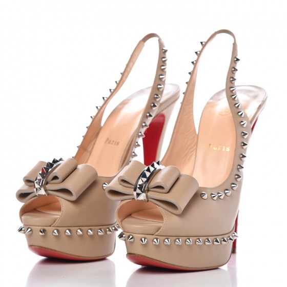 l0496S 未使用品 Christian Louboutin レイカーズカラー CHRISTIAN LOUBOUTIN Fabric Sakouette Face Spikes Polka Dot