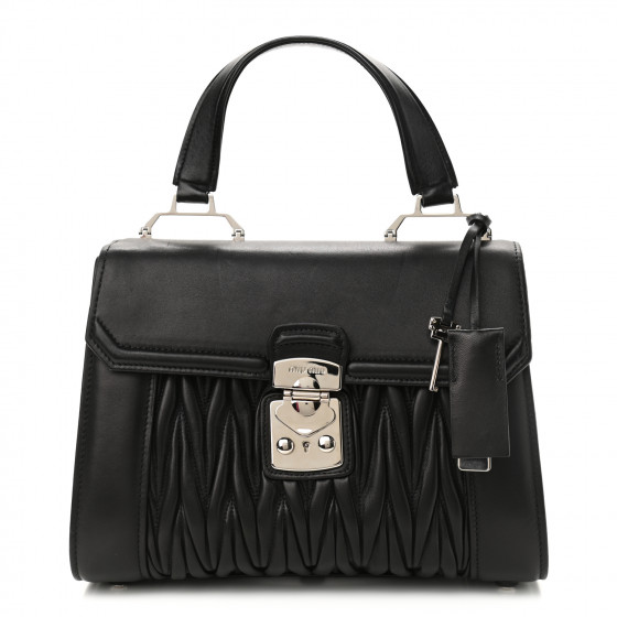 【Miu Miu】 Matelasse Nappa Leather Top Handle Bag Black MIU MIU Nappa Matelasse Top Handle Tote Black 1029484