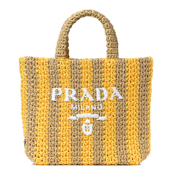 prada raffia stripe tote