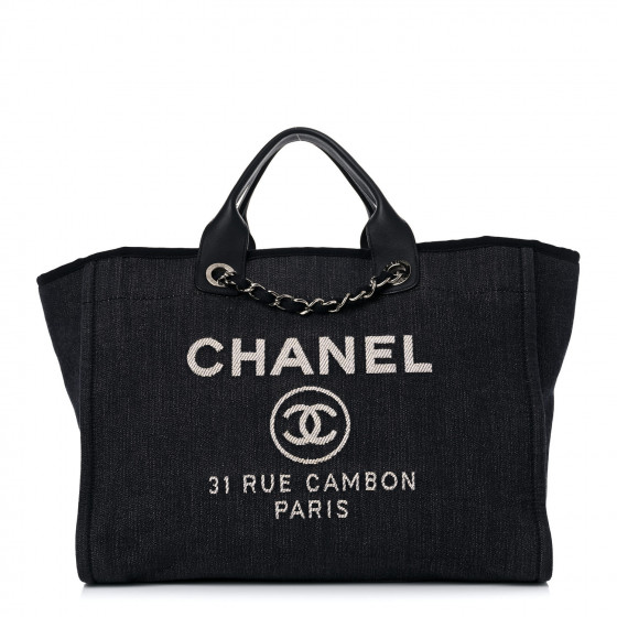CHANEL Denim Medium Deauville Tote Dark 