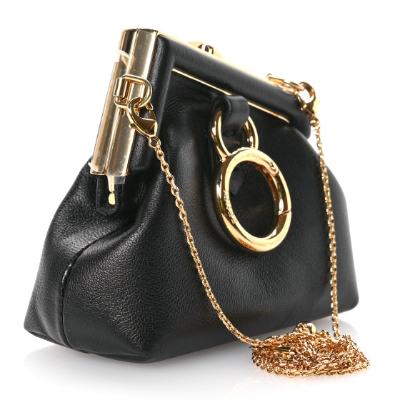 FENDI ファストF型ヒルアンクルフツ 8T8455NA7 F0QA1 FENDI Shiny Nappa Nano Fendi First Bag Charm Black 1664544