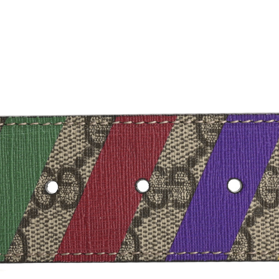GUCCI GG Supreme Monogram Stripe Double G 40mm Belt 105 42