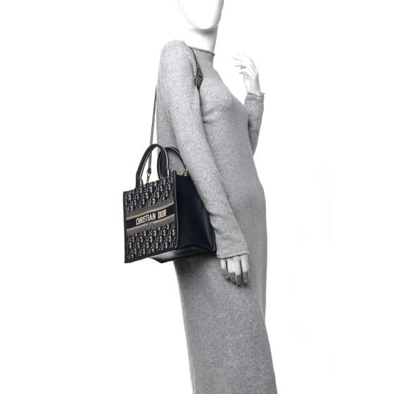 関税込み◆Dior oblique＆calfskin Dior Book Tote スモール CHRISTIAN DIOR Oblique Calfskin Small Book Tote With Strap