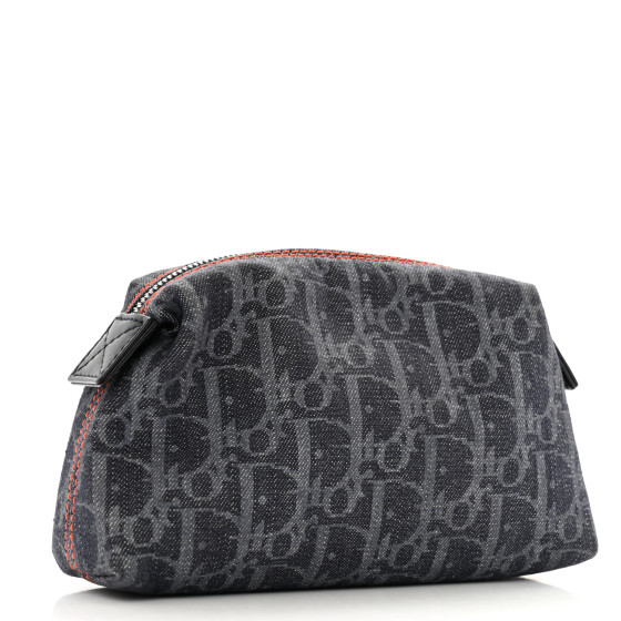 CHRISTIAN DIOR Denim Monogram Flight Trotter Cosmetic Pouch