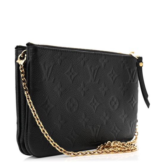 海外限定品【LOUIS VUITTON】pochette・エクソン black calfskin LOUIS VUITTON Empreinte Double Zip Pochette Black 1669580