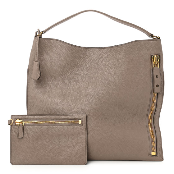 TOM FORD Pebbled Calfskin Large Alix Padlock Zip Hobo Bag