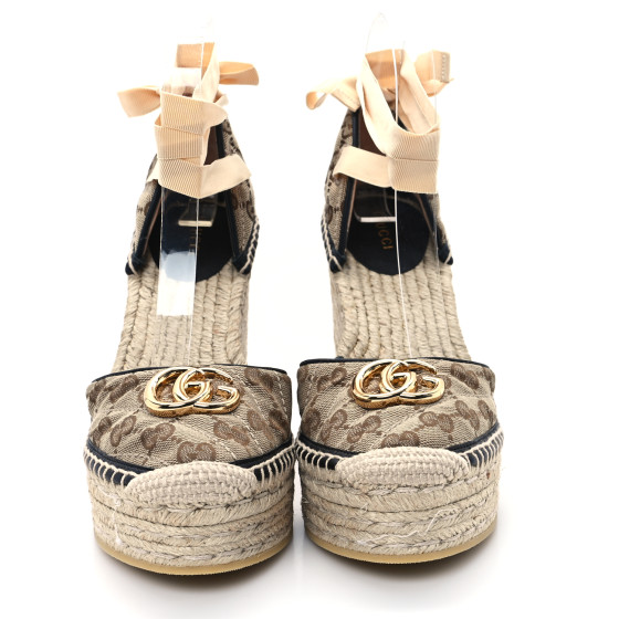 GUCCI Monogram Matelasse GG Marmont Ankle Wrap Platform 35