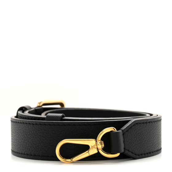 LOUIS VUITTON ブラック ベルト 約117.5cm LOUIS VUITTON Grained Calfskin Adjustable Shoulder Strap