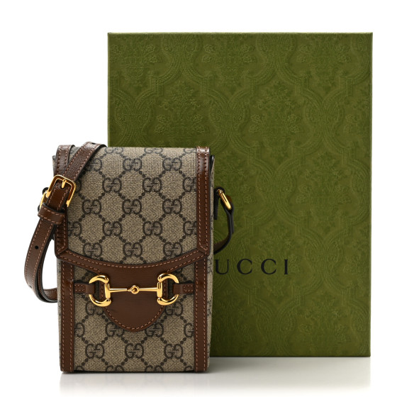 【GUCCI】1955 Horsebit Messenger Bag Sahara Rubino GUCCI GG Supreme Monogram Mini Horsebit 1955 Crossbody Bag