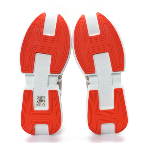 HERMES Calfskin Womens Giga Sneakers 38 Multicolor White